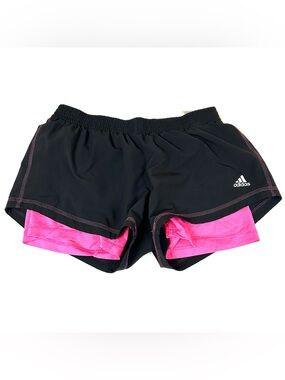 Adidas Women’s Size Medium Athletic Shorts Black Pink Climalite #4024